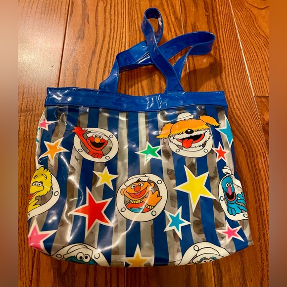 Vintage Sesame Street Plastic Tote Bag with Hook and Loop Closure - Picture 2 of 7